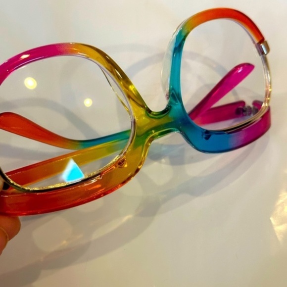 New Women Oversize Frame Rainbow Glasses Blue Light Blocking - Picture 13 of 16